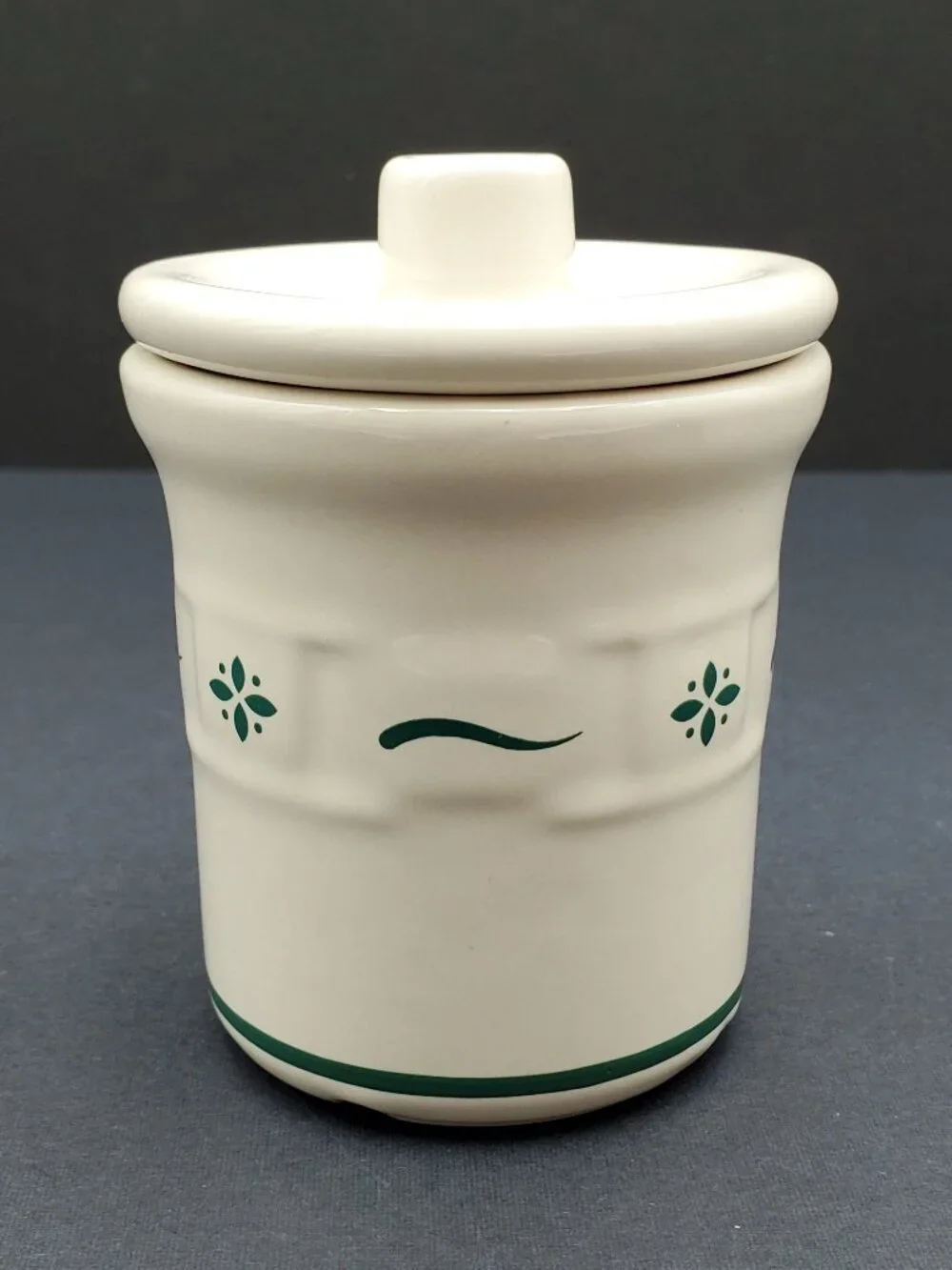 Longaberger Woven Traditions Heritage Green Condiment Crocks Spice Jars